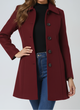 Leonila™ - Damen-Wintermantel mit Einem Knopf – Dunkelrot