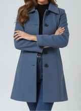 Leonila™ - Damen-Wintermantel mit Einem Knopf – Blau