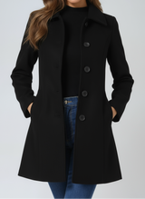 Leonila™ - Damen-Wintermantel mit Einem Knopf – Schwarz