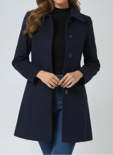 Leonila™ - Damen-Wintermantel mit Einem Knopf – Dunkelblau