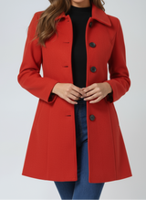 Leonila™ - Damen-Wintermantel mit Einem Knopf – Rot