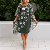 Felleria™ Kleid mit floraler Schicht und raffinierter Silhouette – Grün