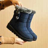 Verena – warme damen-schneestiefel – Blau