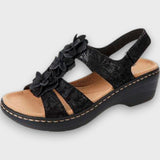 Brisella – Orthopädische Sandalen mit Keilabsatz – Schwarz