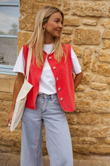 Damen Weste mit Knöpfen – Rot, Figurbetont & Leicht – Sommer & Layering – Rot