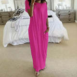 Daphne™ Maxikleid mit weitem Ausschnitt und Seitentaschen – Rosa
