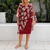 Felleria™ Kleid mit floraler Schicht und raffinierter Silhouette – Rot