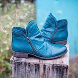 Vintage Stiefel mit Reißverschluss für Herbst – Blau