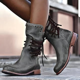 Vintage Schnürstiefel für Damen – Grau