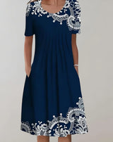Hyacinth – Elegantes Midikleid mit Blumenmuster – Blau