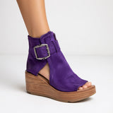 Briseida - Elegante Peep-Toe-Stiefeletten mit Keilabsatz – Lila