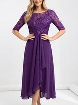 Zerda – Elegantes Midi Kleid Aus Spitze – Lila