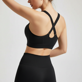 Vorne Reissverschluss Sport BH - PowerFlexa – Schwarz