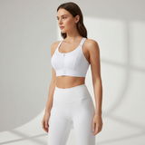 Vorne Reissverschluss Sport BH - PowerFlexa – Weiß