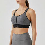 Vorne Reissverschluss Sport BH - PowerFlexa – Grau