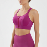 Vorne Reissverschluss Sport BH - PowerFlexa – Rosa