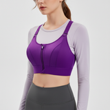 Vorne Reissverschluss Sport BH - PowerFlexa – Violett