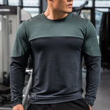 Texaro | Atmungsaktives Kompressionsshirt für Herren Langarm – Langarmshirt - Grün Schwarz