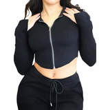 Evaria | Atmungsaktives Crop Sport Top für Damen Sommer – Schwarz