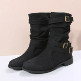 Damen Mittlere Wade Stiefel | Dirndl Schuhe – Schwarz