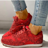 Trendy Damen Glitter Sneakers - Miranda – Rot