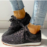 Trendy Damen Glitter Sneakers - Miranda – Schwarz