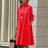 Maris – Lässiges Kleid mit Taschen – Rot