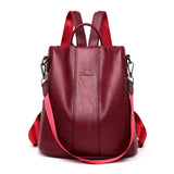 Damen Zwei Wege Griff Modern Rucksack | Stilvoll – Weinrot
