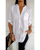 Damen Festliche Button Down Hemd | Langarm – Weiß