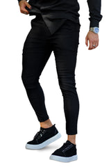 Schwarze Slim Fit Herren Stoffhose – Schwarz