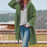 Winterjacke Damen Lang | Gefütterter Wintermantel Mit Knöpfen – Grün