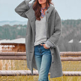 Winterjacke Damen Lang | Gefütterter Wintermantel Mit Knöpfen – Grau