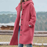 Winterjacke Damen Lang | Gefütterter Wintermantel Mit Knöpfen – Rosa