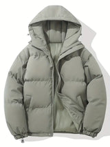 Unisex Winterjacke | Gepolsterte Steppjacke Mit Kapuze – Grau