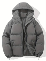 Unisex Winterjacke | Gepolsterte Steppjacke Mit Kapuze – Dunkelgrau