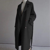 Trenchcoat Damen Lang Elegant | Wintermantel Klassisch – Schwarz