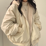 Damen Wende-Bomberjacke | Fleece Gefüttert Leicht – Beige