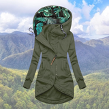 Winterjacke Damen Mit Kapuze | Asymmetrischer Reißverschluss Lang – Grün