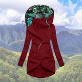 Winterjacke Damen Mit Kapuze | Asymmetrischer Reißverschluss Lang – Rot