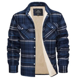Herren Kariertes Fleecejacke | Freizeit Winterbekleidung – Blau