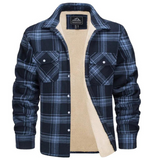Herren Kariertes Fleecejacke | Freizeit Winterbekleidung – Hellblau