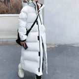 Daunenjacke Damen Lang Mit Kapuze | Winterparka Gefüttert – Weiß