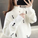 Mariana - weicher, flauschiger rollkragenpullover für frauen – Weiß
