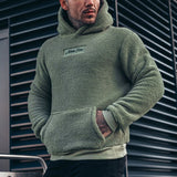 Pullover Herren Plüsch Kapuze | Warm Bequem Freizeit – Grün