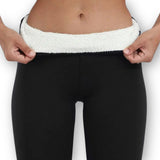 Damen Leggings | Fleece Ausführung blickdicht elastischer Bund – Schwarz