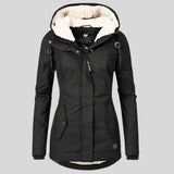 Wasserdichte Winterjacke mit praktischer Kapuze – Schwarz