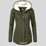 Wasserdichte Winterjacke mit praktischer Kapuze – Grün