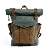 MARSEILLE | Rolltop-Rucksack aus wachsbeschichtetem Segeltuch – Emerald