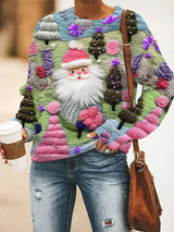 Weihnachtspullover – locker sitzender, schöner gestrickter weihnachtspullover für damen – Olive