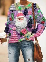 Weihnachtspullover – locker sitzender, schöner gestrickter weihnachtspullover für damen – Lila